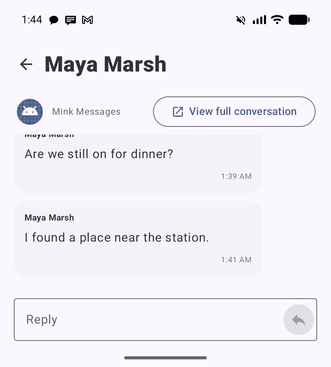 MinkLauncher inline conversation thread